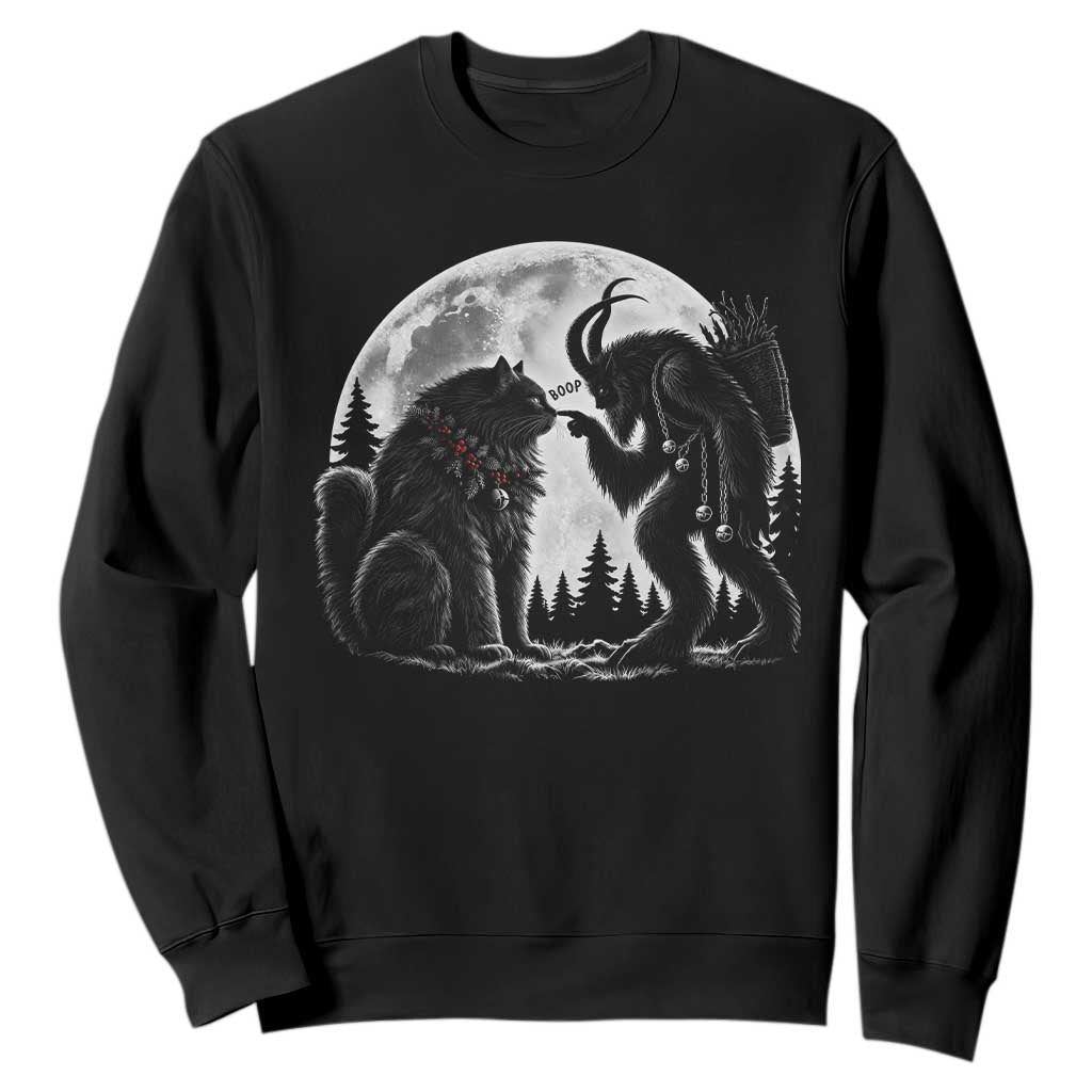 Funny Christmas Krampus Boop Yule Cat Meme Sweatshirt Vintage Gothic Creepmas Folklore Moon Aesthetic