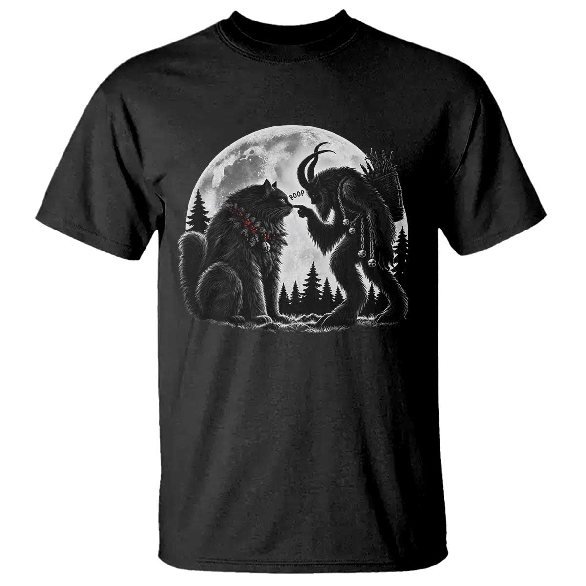 Funny Christmas Krampus Boop Yule Cat Meme T Shirt Vintage Gothic Creepmas Folklore Moon Aesthetic