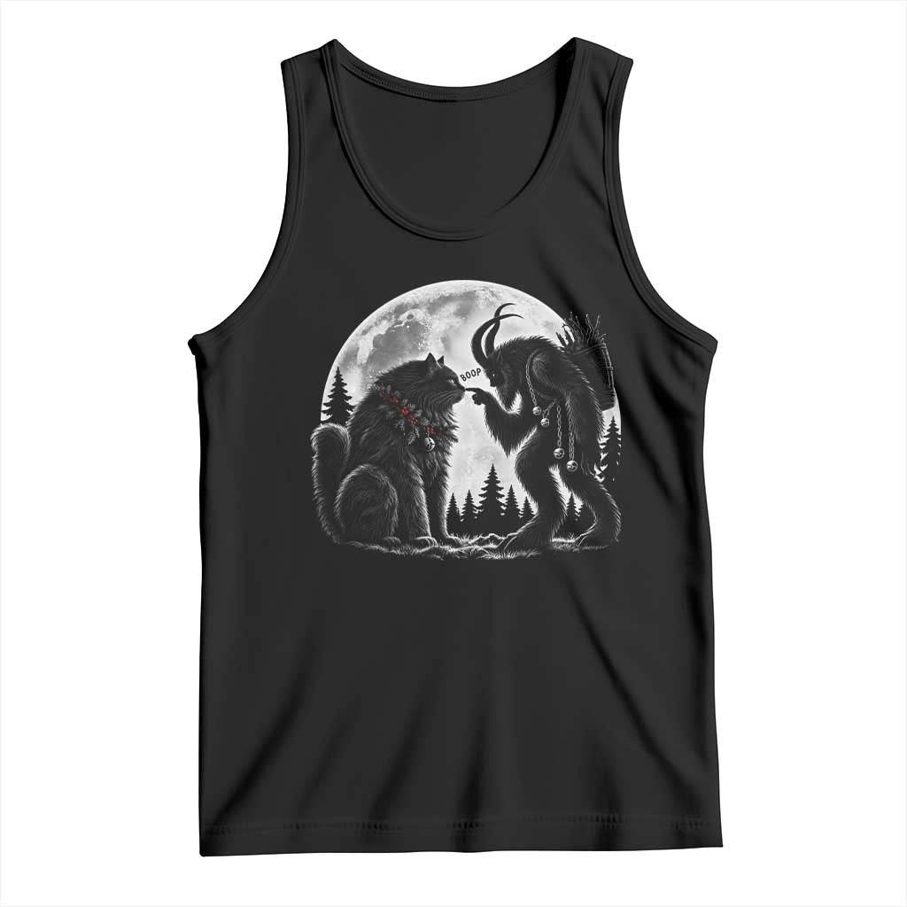 Funny Christmas Krampus Boop Yule Cat Meme Tank Top Vintage Gothic Creepmas Folklore Moon Aesthetic
