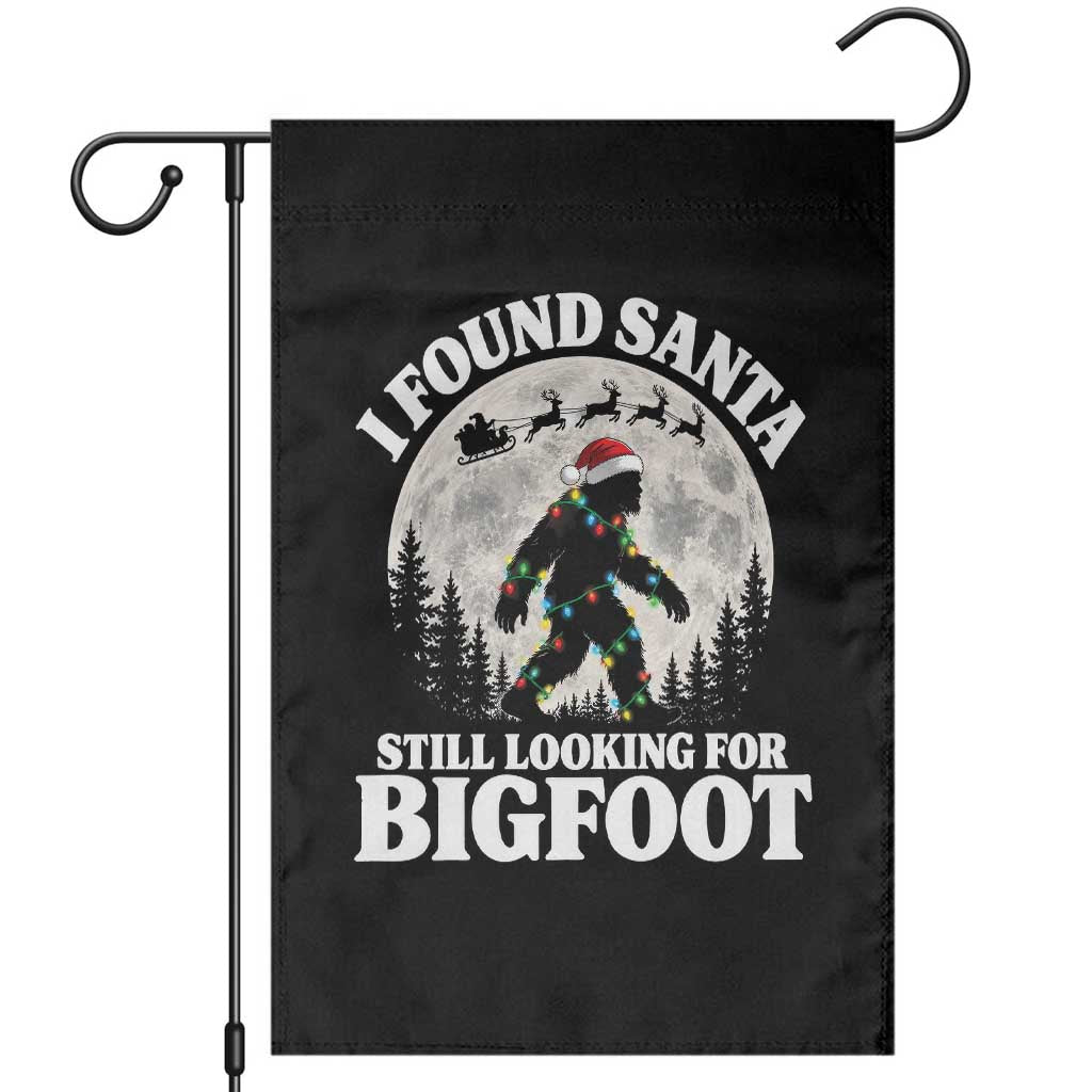 Funny Christmas Funny I Found Santa Still Looking for Bigfoot Garden Flag Vintage Sasquatch Moon Christmas Lights Aesthetic