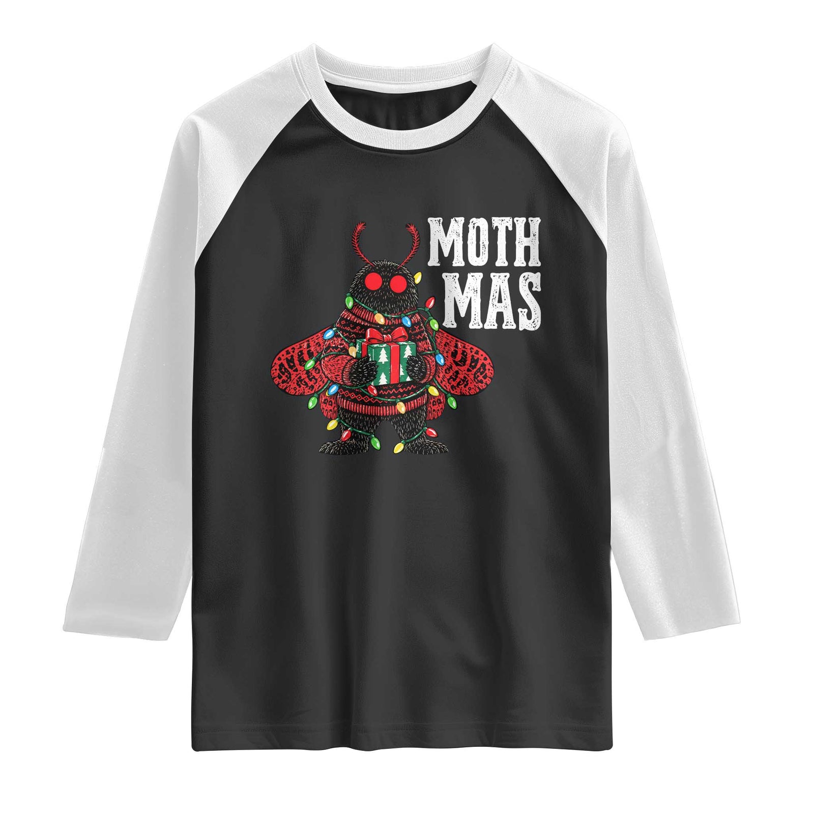 Merry Mothmas Cute Mothman Christmas Raglan Shirt