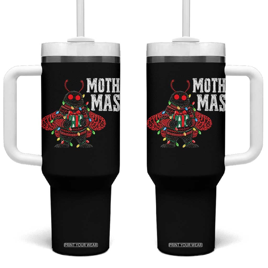 Merry Mothmas Cute Mothman Christmas Tumbler With Handle