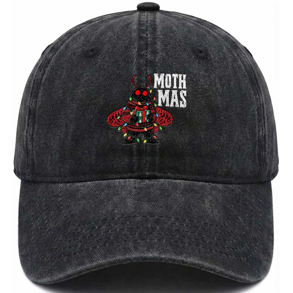 Merry Mothmas Cute Mothman Christmas Washed Cotton Baseball Cap