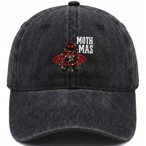 Merry Mothmas Cute Mothman Christmas Washed Cotton Baseball Cap