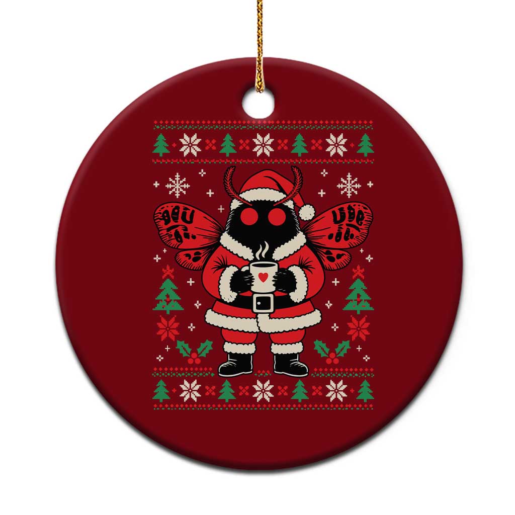 Santa Mothman Ugly Christmas Graphic Ceramic Ornament Cute Cryptid Coffee Lover Cozy Holiday