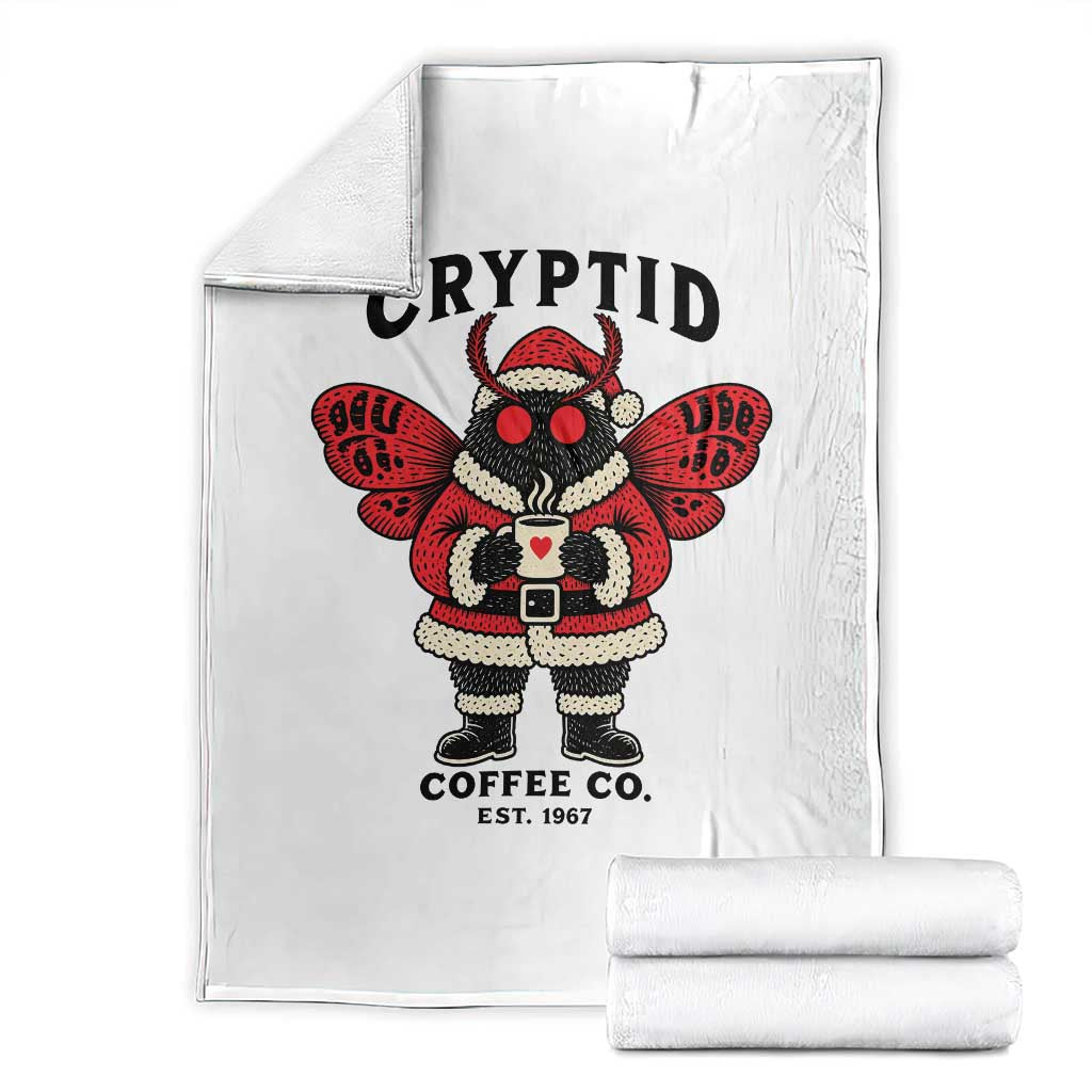 Christmas Cryptid Coffee Co Graphic Throw Blanket Cute Santa Mothman Coffee Lover