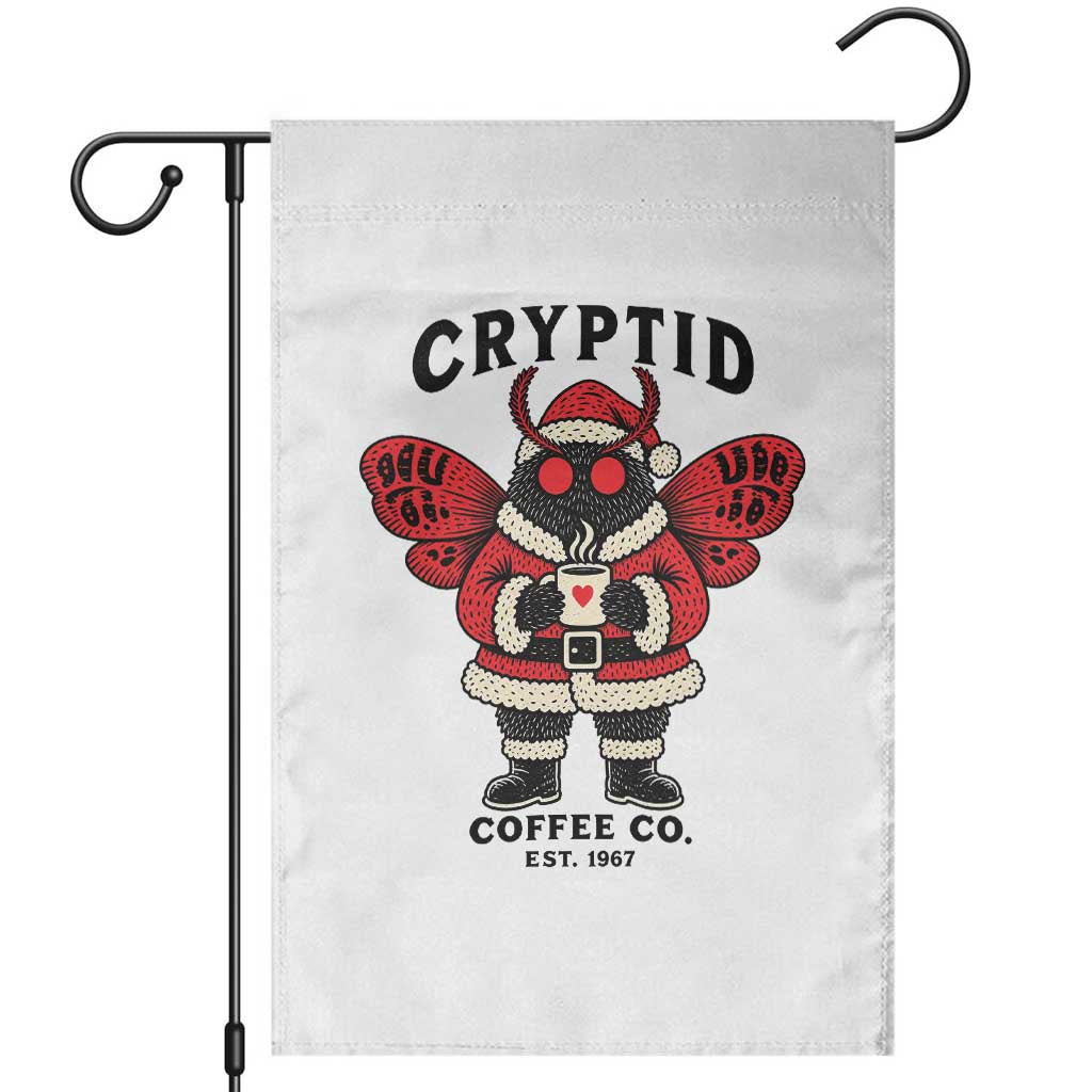 Christmas Cryptid Coffee Co Graphic Garden Flag Cute Santa Mothman Coffee Lover