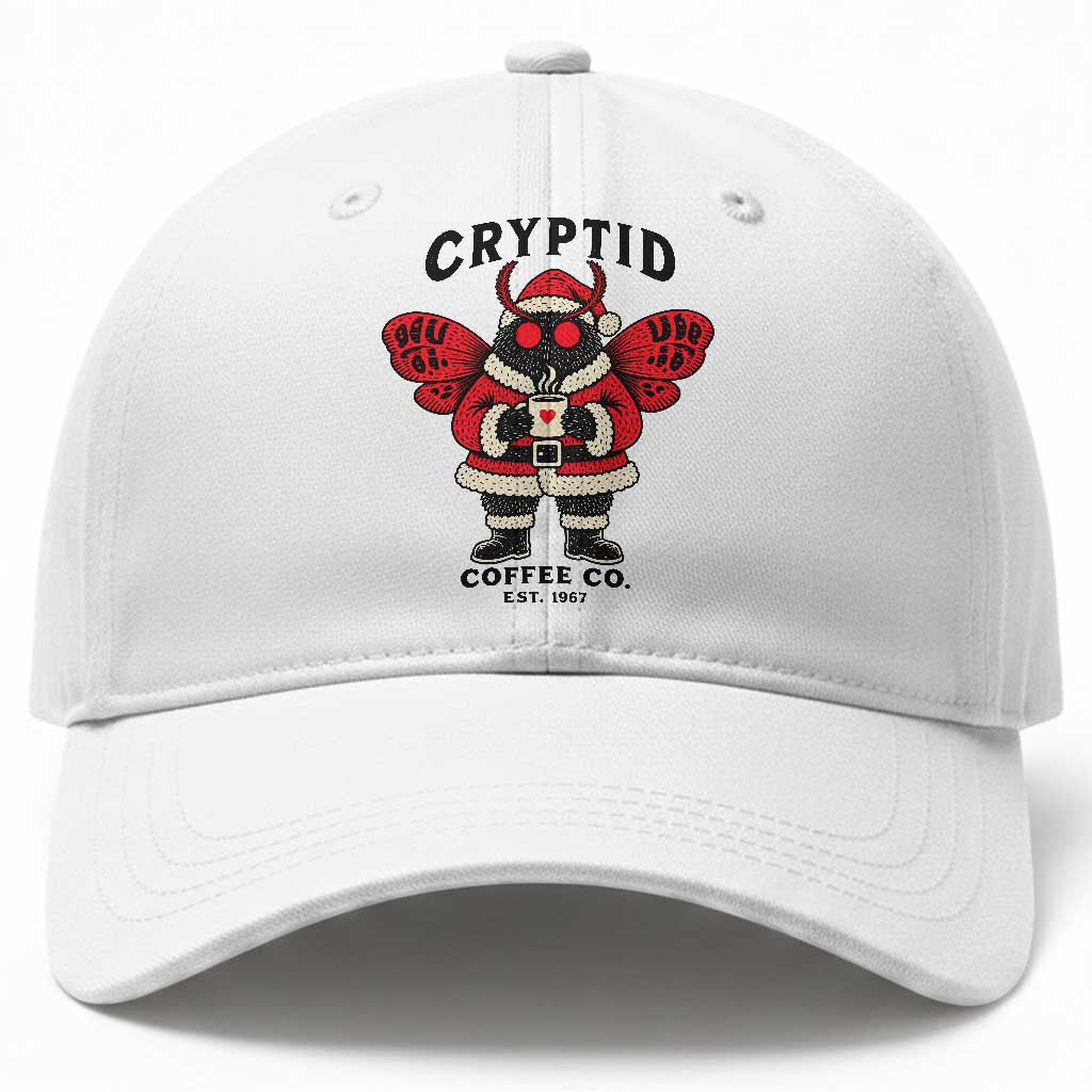 Christmas Cryptid Coffee Co Graphic Baseball Cap Cute Santa Mothman Coffee Lover