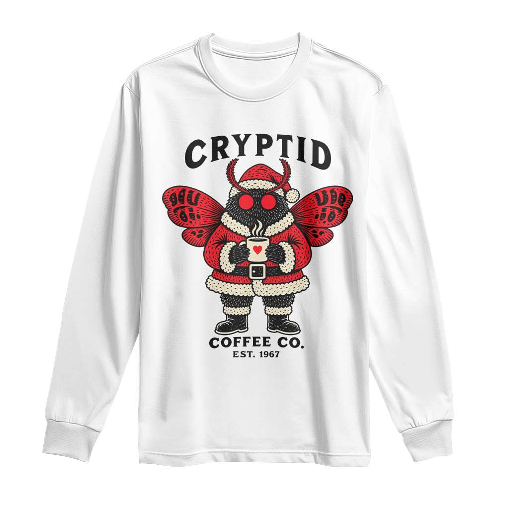 Christmas Cryptid Coffee Co Graphic Long Sleeve Shirt Cute Santa Mothman Coffee Lover