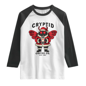 Christmas Cryptid Coffee Co Graphic Raglan Shirt Cute Santa Mothman Coffee Lover