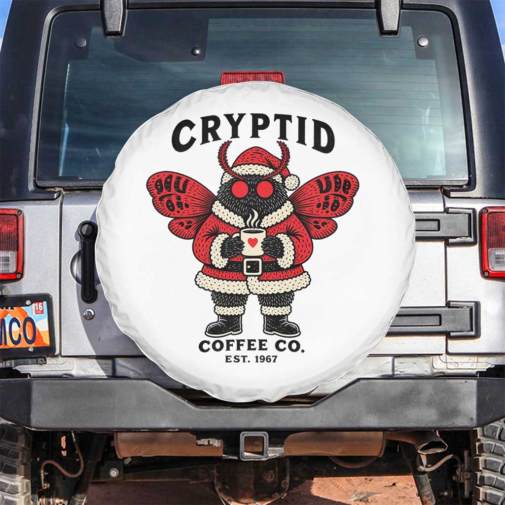 Christmas Cryptid Coffee Co Graphic Spare Tire Cover Cute Santa Mothman Coffee Lover