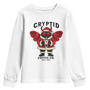 Christmas Cryptid Coffee Co Graphic Youth Sweatshirt Cute Santa Mothman Coffee Lover