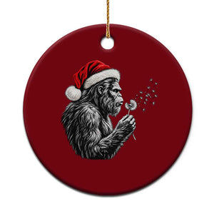 Christmas Bigfoot Blowing Dandelion Ceramic Ornament Vintage Sasquatch Santa Hat Holiday