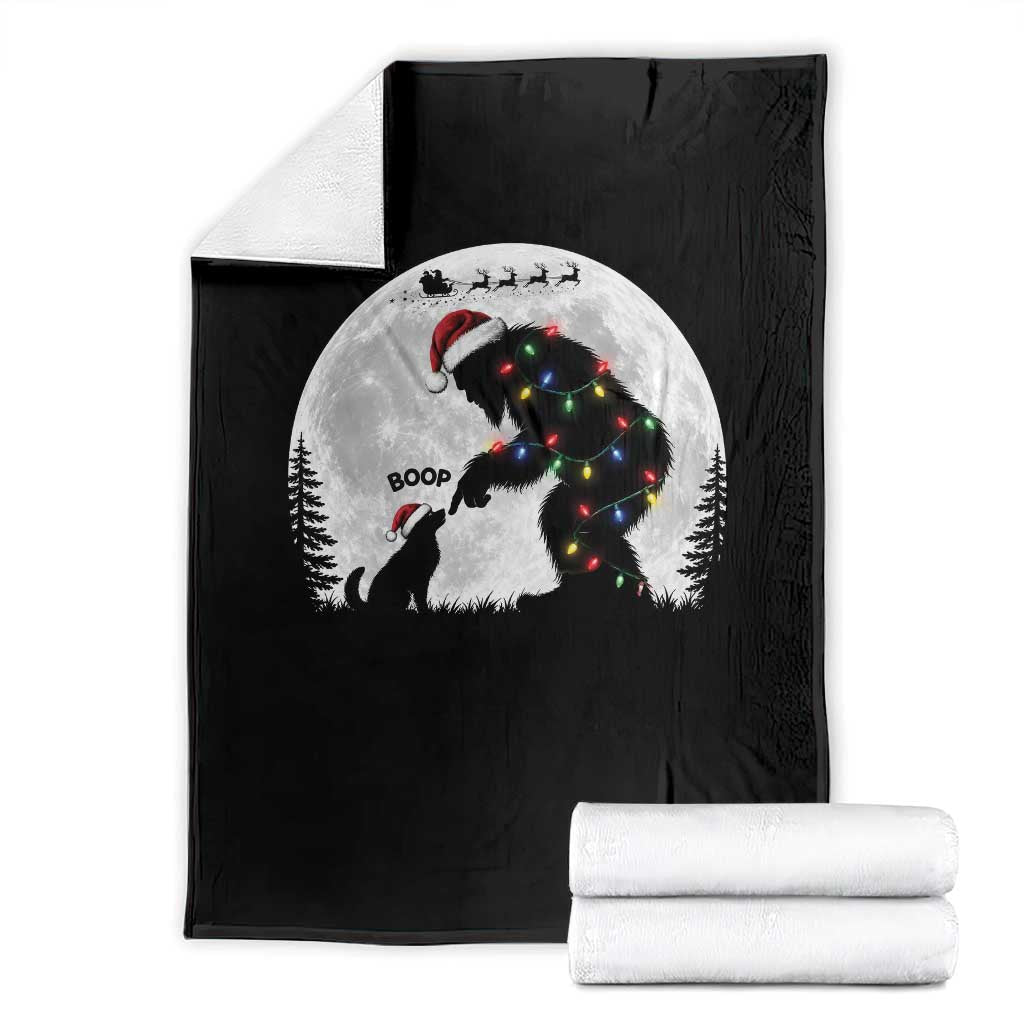Christmas Bigfoot Boop Dog Nose Throw Blanket Funny Cryptid Full Moon Sasquatch Puppy Lovers