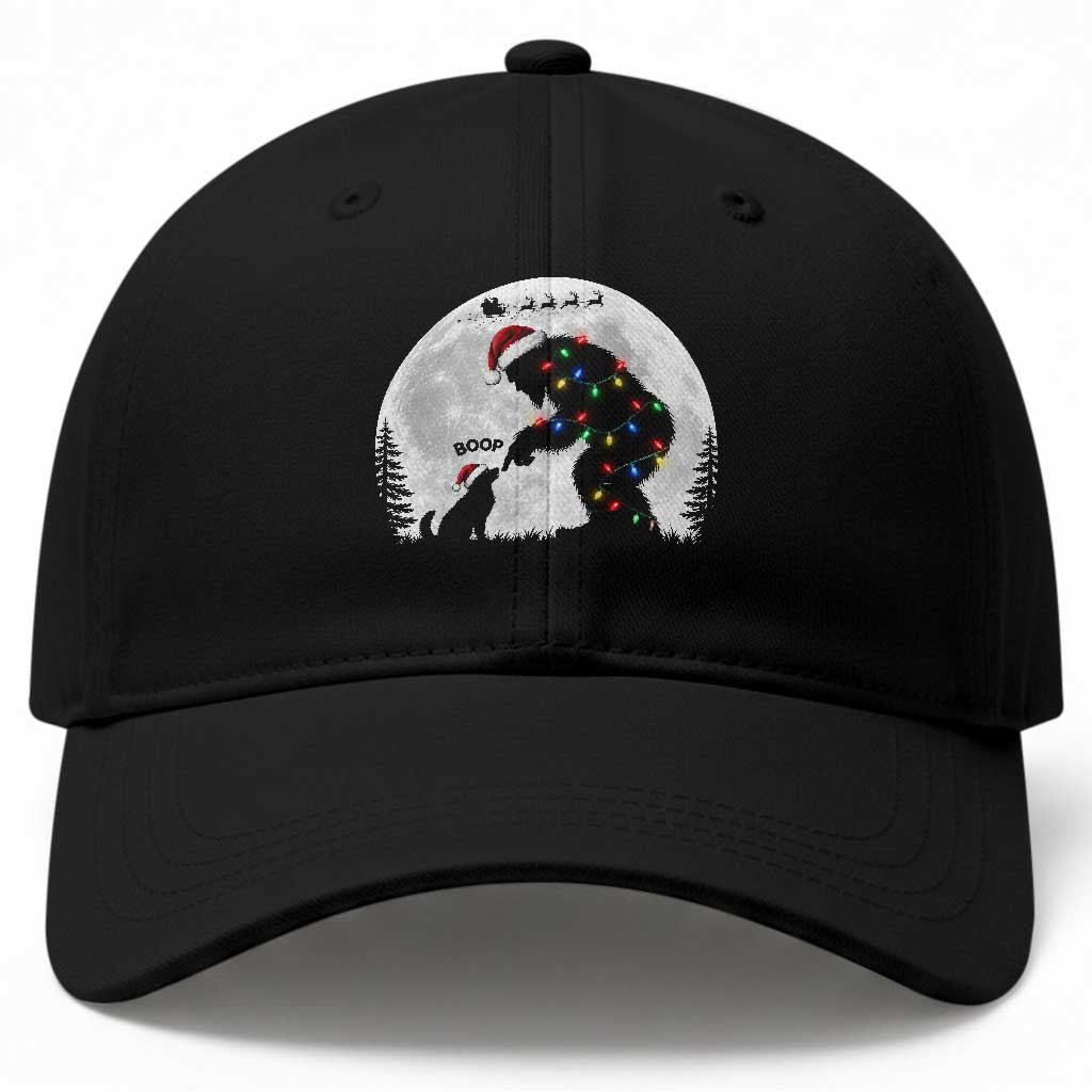 Christmas Bigfoot Boop Dog Nose Baseball Cap Funny Cryptid Full Moon Sasquatch Puppy Lovers