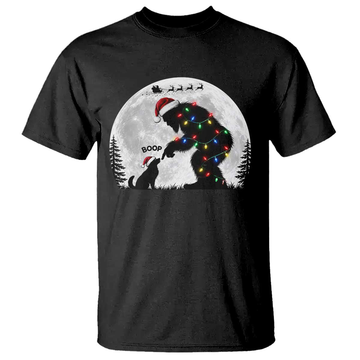 Christmas Bigfoot Boop Dog Nose T Shirt Funny Cryptid Full Moon Sasquatch Puppy Lovers