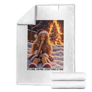 Funny I Am Burning Christmas Tree Doll Meme Throw Blanket Its Fine Im Fine Everything Is Fine Funny Sarcastic Holiday