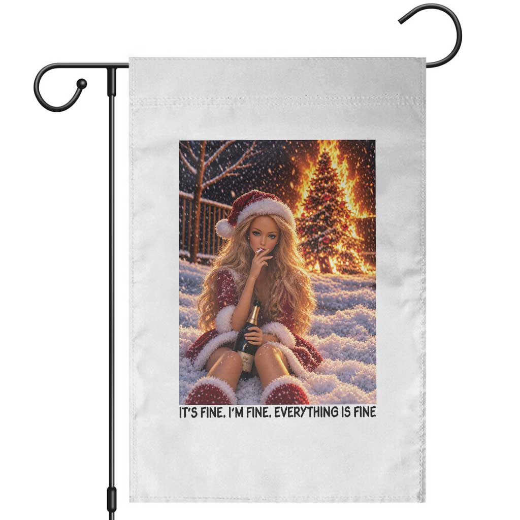 Funny I Am Burning Christmas Tree Doll Meme Garden Flag Its Fine Im Fine Everything Is Fine Funny Sarcastic Holiday