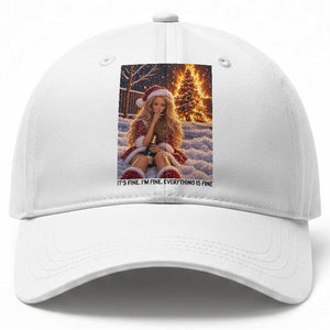 Funny I Am Burning Christmas Tree Doll Meme Baseball Cap Its Fine Im Fine Everything Is Fine Funny Sarcastic Holiday