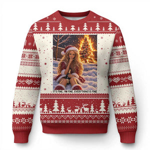 Funny I Am Burning Xmas Tree Doll Meme Ugly Christmas Sweater Its Fine Im Fine Everything Is Fine Funny Sarcastic Holiday