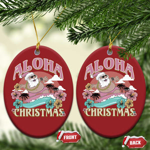 Hawaii Christmas Ornament Surfing Santa With Tattoos Aloha Christmas TS10 Oval Red Print Your Wear