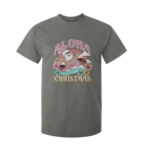 Hawaii Christmas T Shirt For Kid Surfing Santa With Tattoos Aloha Christmas TS10 Military Green Print Your Wear