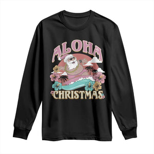 Hawaii Christmas Long Sleeve Shirt Surfing Santa With Tattoos Aloha Christmas TS10 Black Print Your Wear