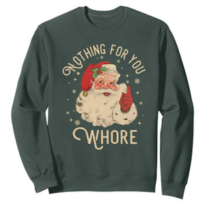 Funny Santa Sweatshirt Nothing For You Whore Christmas Joke Gift TS10 Dark Forest Green Print Your Wear