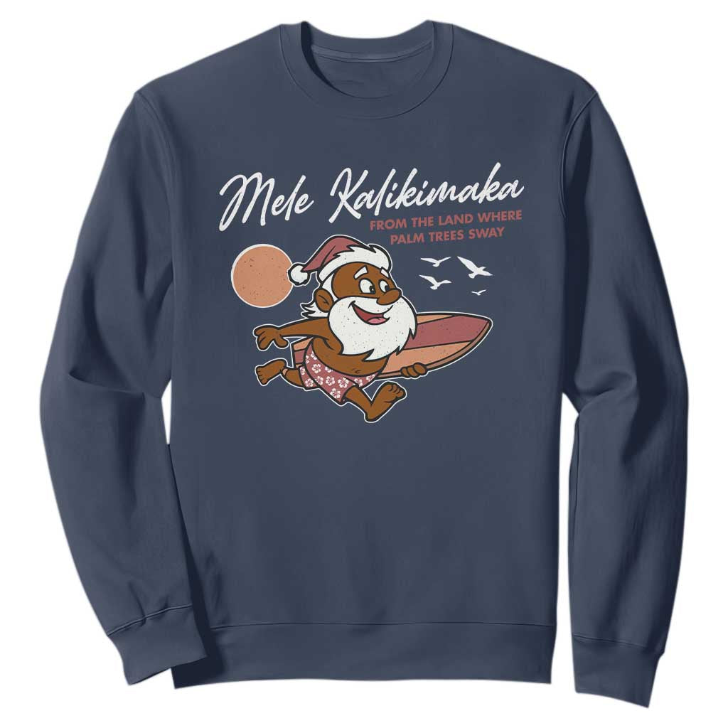 Hawaii Christmas Sweatshirt Beach Holiday Xmas Palm Tree Slay Santa TS10 Navy Print Your Wear