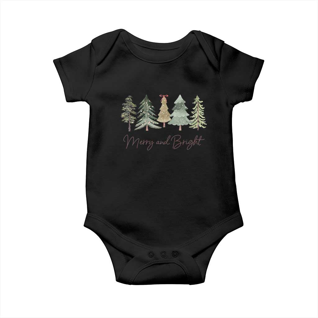 Merry and Bright Trees Baby Onesie Womans Holiday Coquette Tree Bow TS10 Black Print Your Wear