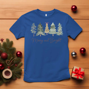 Merry and Bright Trees T Shirt Womans Holiday Coquette Tree Bow TS10 Royal Blue Print Your Wear