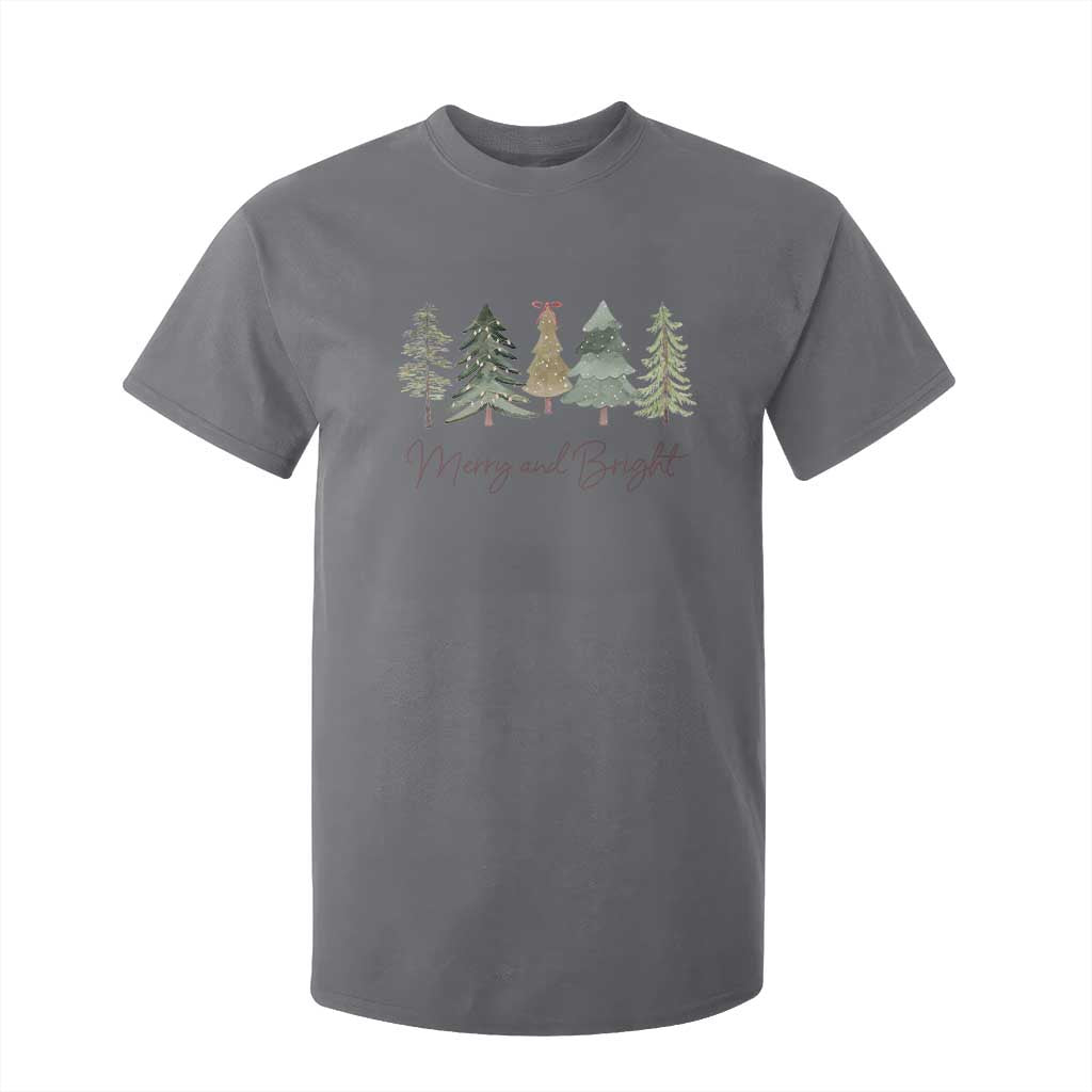 Merry and Bright Trees T Shirt For Kid Womans Holiday Coquette Tree Bow TS10 Charcoal Print Your Wear