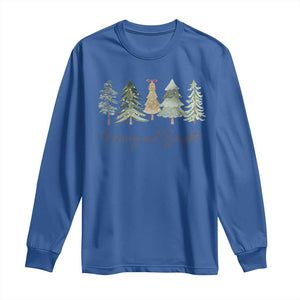 Merry and Bright Trees Long Sleeve Shirt Womans Holiday Coquette Tree Bow TS10 Royal Blue Print Your Wear