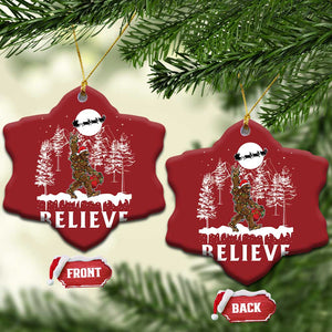 Bigfoot Christmas Tree Lights Christmas Ornament Believe Rock On Sasquatch Santa Hat TS10 Snow Flake Red Print Your Wear
