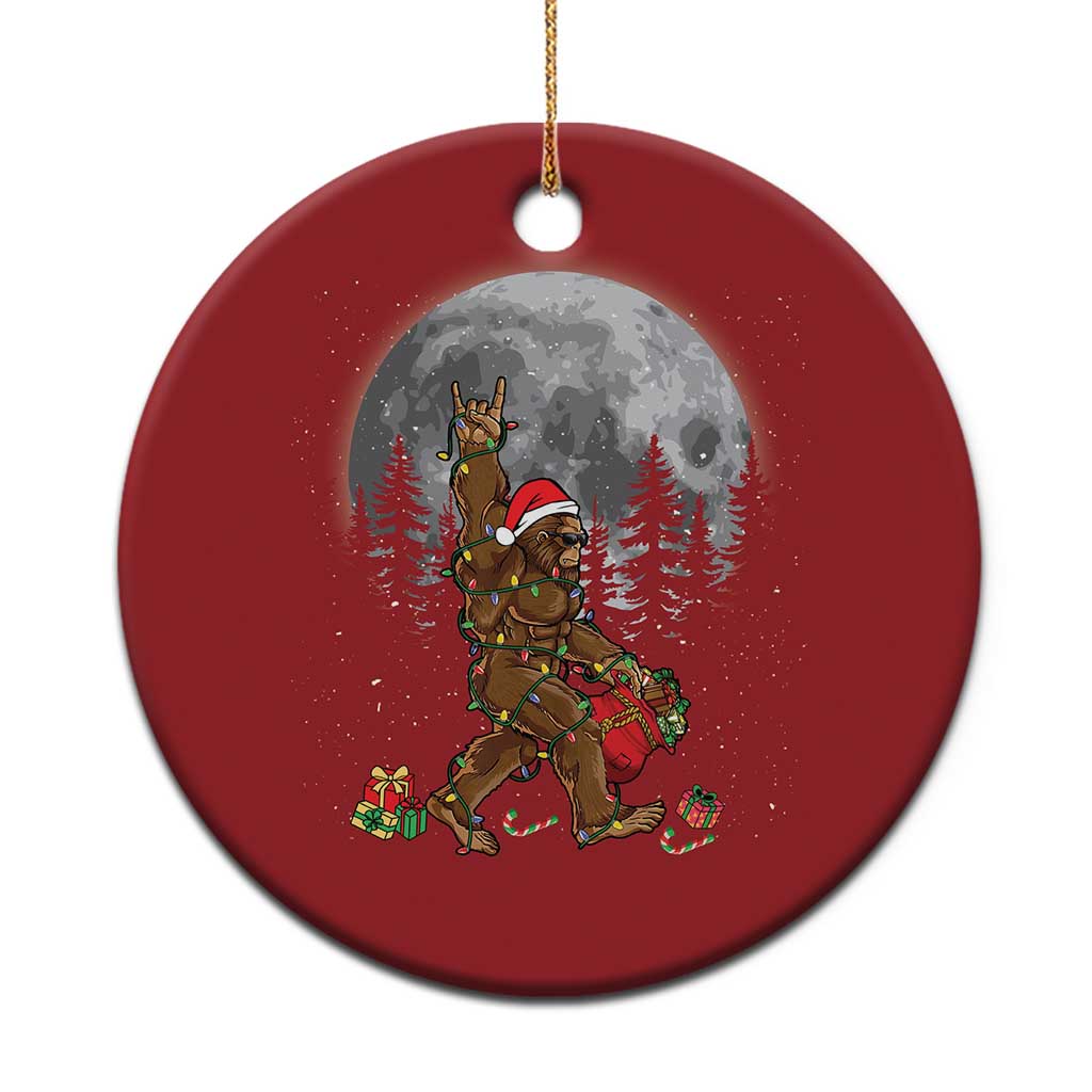 Bigfoot Christmas Tree Lights Christmas Ornament Believe Bigfoot Santa Hat Sasquatch Loves Rock On TS10 Print Your Wear