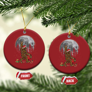 Bigfoot Christmas Tree Lights Christmas Ornament Believe Bigfoot Santa Hat Sasquatch Loves Rock On TS10 Circle Red Print Your Wear