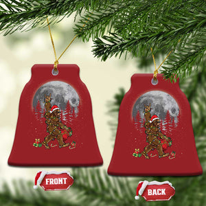 Bigfoot Christmas Tree Lights Christmas Ornament Believe Bigfoot Santa Hat Sasquatch Loves Rock On TS10 Bell Flake Red Print Your Wear