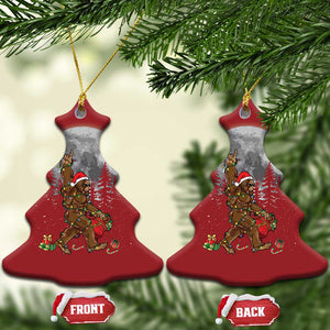 Bigfoot Christmas Tree Lights Christmas Ornament Believe Bigfoot Santa Hat Sasquatch Loves Rock On TS10 Christmas Tree Red Print Your Wear