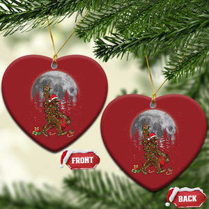 Bigfoot Christmas Tree Lights Christmas Ornament Believe Bigfoot Santa Hat Sasquatch Loves Rock On TS10 Heart Red Print Your Wear