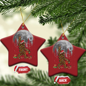 Bigfoot Christmas Tree Lights Christmas Ornament Believe Bigfoot Santa Hat Sasquatch Loves Rock On TS10 Star Red Print Your Wear