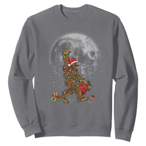 Bigfoot Christmas Tree Lights Sweatshirt Believe Bigfoot Santa Hat Sasquatch Loves Rock On TS10 Charcoal Print Your Wear