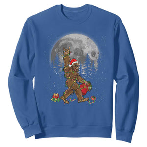 Bigfoot Christmas Tree Lights Sweatshirt Believe Bigfoot Santa Hat Sasquatch Loves Rock On TS10 Royal Blue Print Your Wear