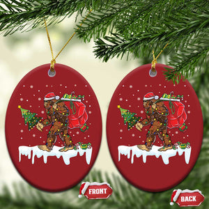 Bigfoot Christmas Tree Lights Christmas Ornament Believe Xmas Sasquatch Lovers Funny TS10 Oval Red Print Your Wear