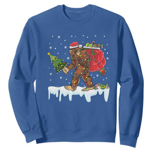 Bigfoot Christmas Tree Lights Sweatshirt Believe Xmas Sasquatch Lovers Funny TS10 Royal Blue Print Your Wear