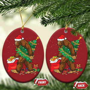 Bigfoot Christmas Christmas Ornament Believe Sasquatch Lovers Xmas Tree Lights TS10 Oval Red Print Your Wear