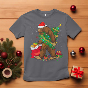 Bigfoot Christmas T Shirt Believe Sasquatch Lovers Xmas Tree Lights TS10 Charcoal Print Your Wear