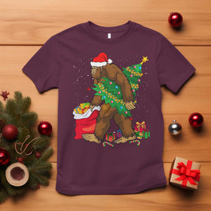 Bigfoot Christmas T Shirt Believe Sasquatch Lovers Xmas Tree Lights TS10 Maroon Print Your Wear