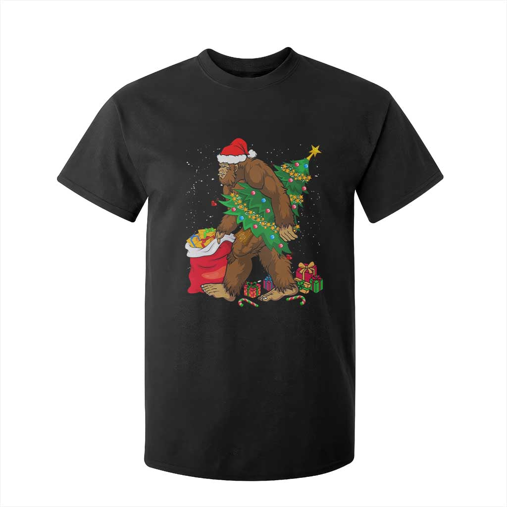 Bigfoot Christmas T Shirt For Kid Believe Sasquatch Lovers Xmas Tree Lights TS10 Black Print Your Wear