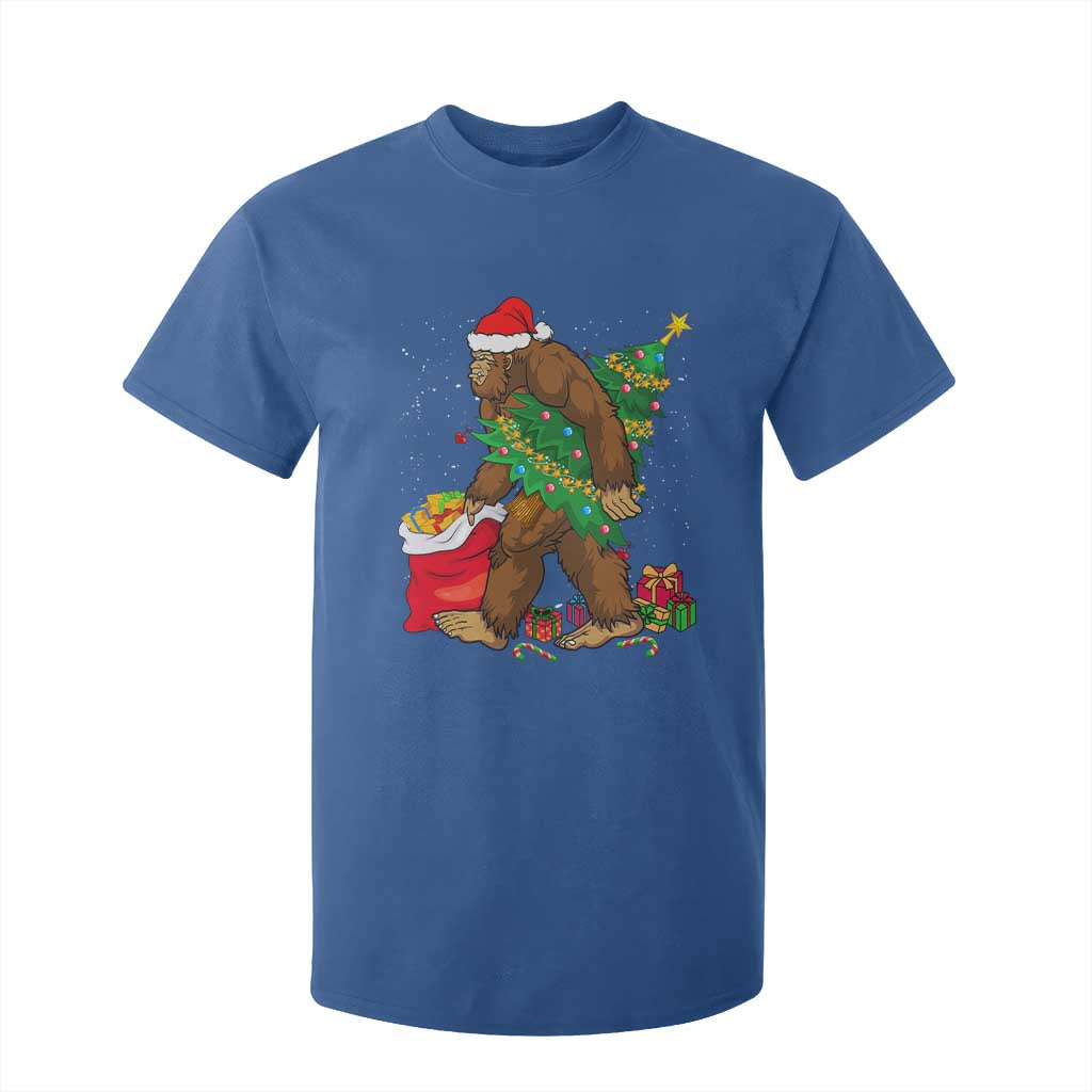 Bigfoot Christmas T Shirt For Kid Believe Sasquatch Lovers Xmas Tree Lights TS10 Royal Blue Print Your Wear