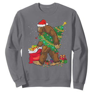 Bigfoot Christmas Sweatshirt Believe Sasquatch Lovers Xmas Tree Lights TS10 Charcoal Print Your Wear